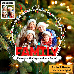 Family Christmas Upload Photo Ornament