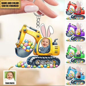 Personalized Rabbit Excavator Kids Keychain For Easter Day