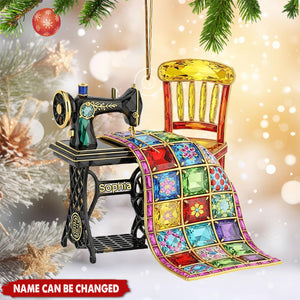 Personalized Sewing Machine Acrylic Ornament, Gifts For Sewing Lovers, Xmas Tree Hanging Decor