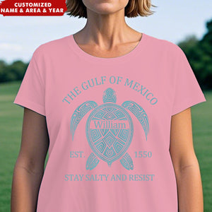 Gulf of USA America Mexico Est 1550 Personalized Name Turtle T-Shirt