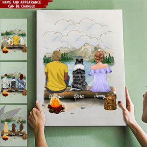 Dog Family Portrait - Gifts For Dog Lovers - DOG & COUPLE - Hiking Mountain Poster