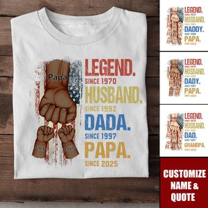 From Legend To Papa - Family Personalized T-shirt, Gift For Dad, Grandpa