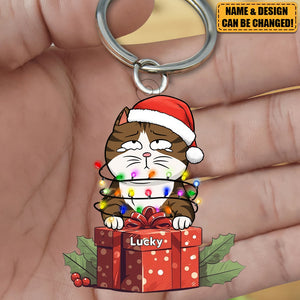 Cute Cat Kitten Pet Christmas Gift Personalized Arcylic Keychain