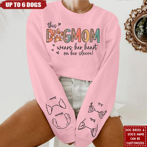 This Dog Mom Wears Her Heart On Her Sleeve Personalized Sweatshirt