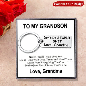 Don't Do Stupid Personalized Stainless Steel Keychain, Funny Gifts Set for Kids