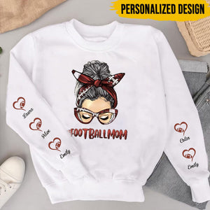 Messy bun football mom personalized 3d sweatshirt