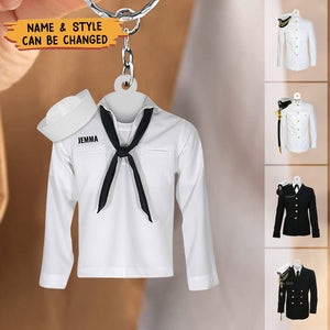 Military Uniform On A Clothes Hanger- Personalized Keychain