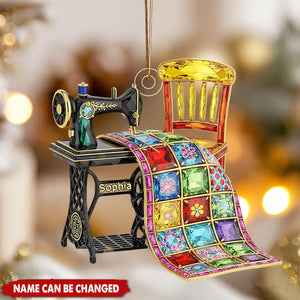 Personalized Sewing Machine Acrylic Ornament, Gifts For Sewing Lovers, Xmas Tree Hanging Decor