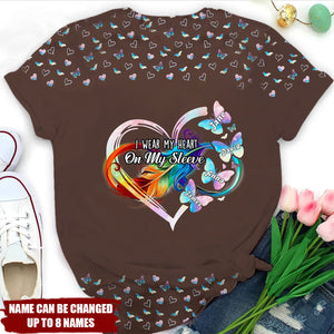 Personalized Gifts For Grandma Mom 3D T-Shirt Butterfly Kids Heart