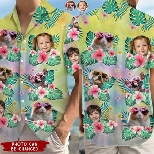 Tie Dye Pet Face - Personalized Photo Hawaiian Shirt