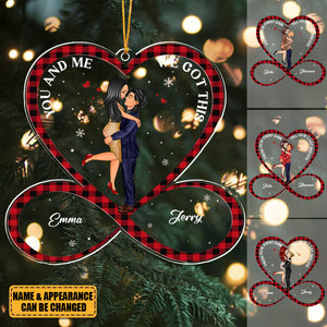Infinity Heart Couple Hugging Kissing Personalized Ornament