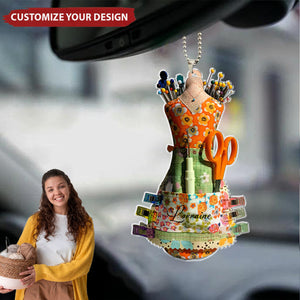 I Love To Sew - Personalized Acrylic Car Ornament