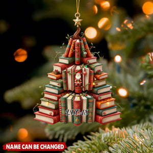 Bookish Christmas Book Tree Personalized Ornament - Gift For Book Lovers