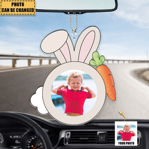 Custom Funny Rabbit Face For Kid Family Easter - Personalized Photo Easter Car Ornament
