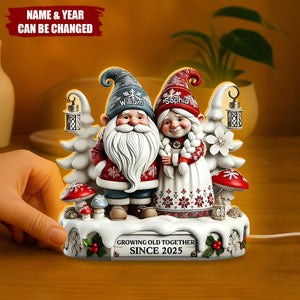 3D Effect Dwarves Couple Growing Old Together Christmas - Personalized Light Box Plaque