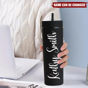 Personalized Frosted Double-Layer Plastic Cup - Multi-Color Slim Travel Cup