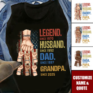 From Legend To Papa - Family Personalized T-shirt, Gift For Dad, Grandpa
