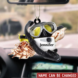 Personalized Diver Snorkel Ornament, Scuba Diving Ornament, Scuba Diver Ornament