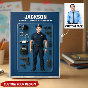Police Officer Figure Personalized Acrylic Block Plaque