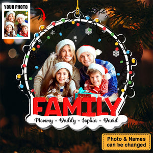 Family Christmas Upload Photo Ornament