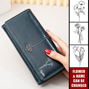 Flower Snap Multi-Card Slots Personalized Birthday Flower Clutch Bag Wallet