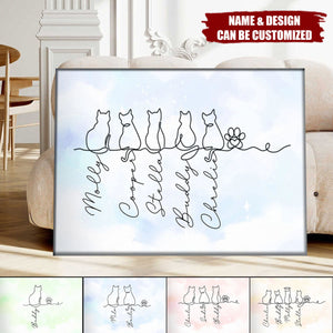 Cat Line Art Gift For Cat Lovers - Personalized Poster