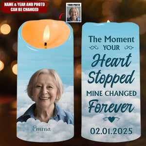 The Moment Your Heart Stopped - Personalized Candle LED Light - Memorial Gift For Family Members