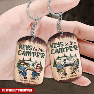 Keys To The Camper - Couple Personalized Stainless Steel Keychain