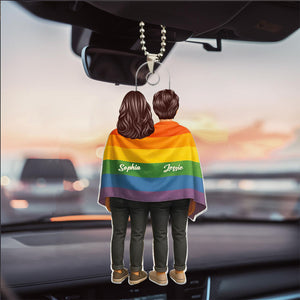 Pride Month LGBT Couple Love Wins Personalized Acrylic Car Ornament