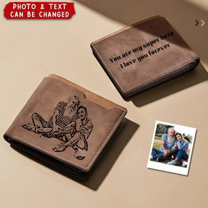 Personalized Engraved Photo Leather Short Wallet For Men