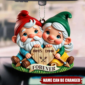 Forever Love Dwarf Holding Sign - Personalized Acrylic Car Ornament