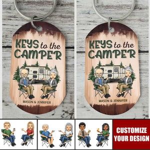 Keys To The Camper - Couple Personalized Stainless Steel Keychain