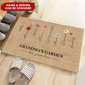 Grandma‘s Garden Love Grows Here Vintage Birth Flowers - Personalized Doormat