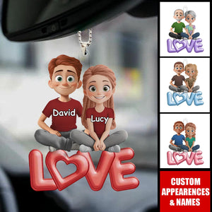 Love Is Sharing Your Popcorn - Couple Personalized Acrylic Ornament - Gift For Husband Wife, Anniversary
