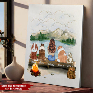 Dog Family Portrait - Gifts For Dog Lovers - DOG & COUPLE - Hiking Mountain Poster