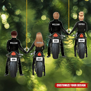 Personalized Ornament - Motorcycle Couple, Gift for Wife Husband