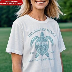 Gulf of USA America Mexico Est 1550 Personalized Name Turtle T-Shirt