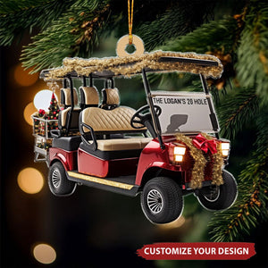 Custom Name And Number Golf Cart - Personalized Acrylic Christmas Ornament