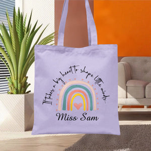 Personalized Teacher Tote Bag - Teacher Thank You Gift, Custom Name, Sentimental Appreciation Gift