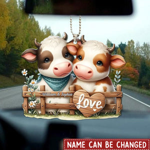 Charming Double Cow Hug Personalized Car Hanging Shaped Ornament