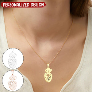 Mother And Baby - Personalized Mother Engraved Mother Baby Necklace