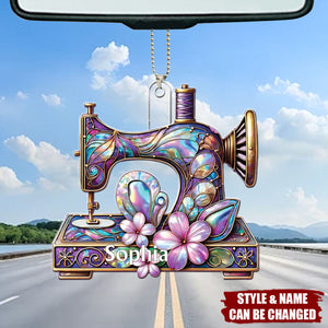 Personalized Custom Name Sewing Machine Shape Acrylic Ornament - Her Gift Idea