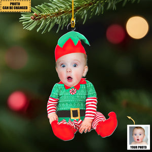 Adorable Newborn Baby - Personalized Babys Photo First Christmas Ornament