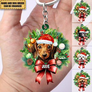 Personalized Christmas Cute Dogs Keychain, Christmas Gifts