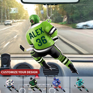 Ice Hockey Player, Personalized Acrylic Car Ornament, Gift for Hockey Players