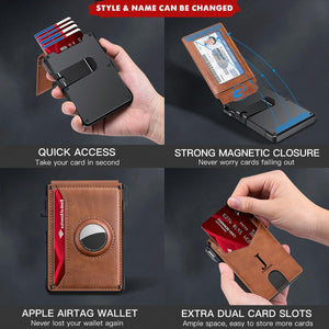 RFID Blocking Bifold with Pop-Up Card Case Personalized AirTag Wallet