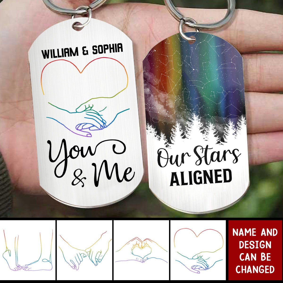 Star Map Our Stars Aligned Pride Couple - Personalized Stainless Steel Keychain