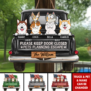 Cat Planning Escape With A Truck - Cat Personalized Home Decor Wood Sign - House Warming Gift