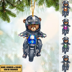 Christmas Motorcycle Bear Personalized Acrylic Ornament