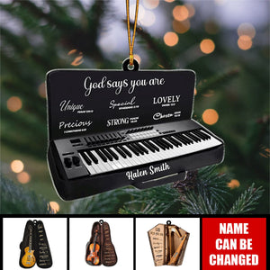 God Says You Are – Personalized Harp Musical Instrument Shaped Ornament